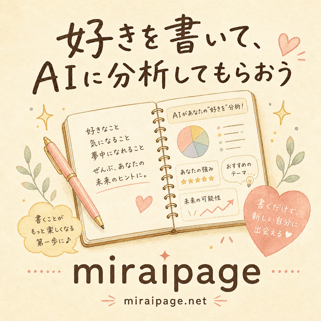 miraipage — 好きを書いて、AIに分析してもらおう