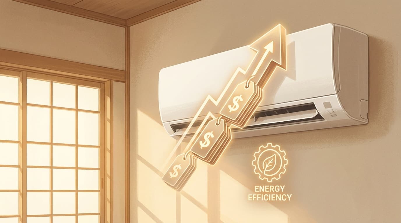 エアコンの2027年問題 省エネ基準改正による値上がりのイメージ