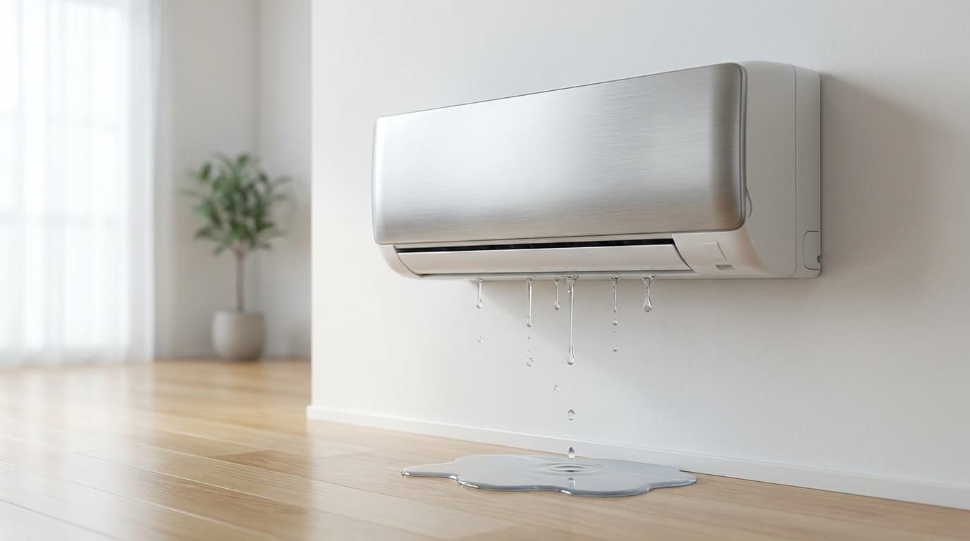 エアコンの室内機から水滴が垂れている様子