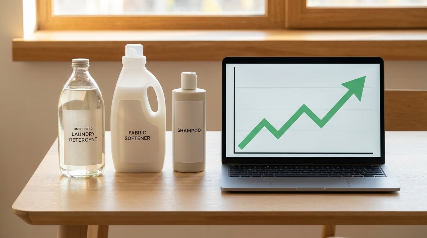 Amazon定期おトク便の価格推移をKeepaで確認するイメージ。日用品とパソコンの価格グラフ