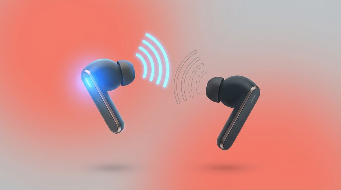 Bluetoothイヤホンの片方が接続されず音が途切れるトラブルのイメージイラスト