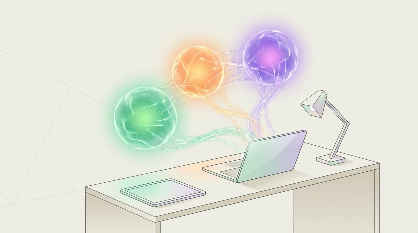 ChatGPT・Claude・Geminiの3サービスを役割分担で使い分けるイメージ図