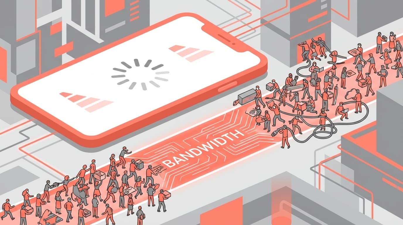 格安SIMの電波が弱く通信速度が遅いスマートフォンのイメージイラスト