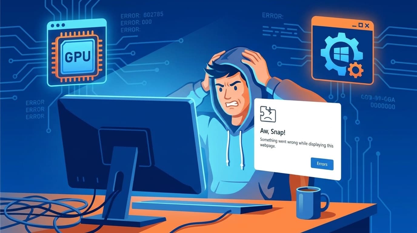 Windows Update後にChromeでSTATUS_ACCESS_VIOLATIONエラーが表示されるイメージ