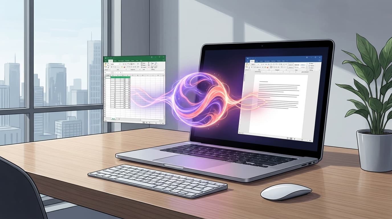 Claude for Microsoft 365のアドインがExcelとWordで動作しているイメージ
