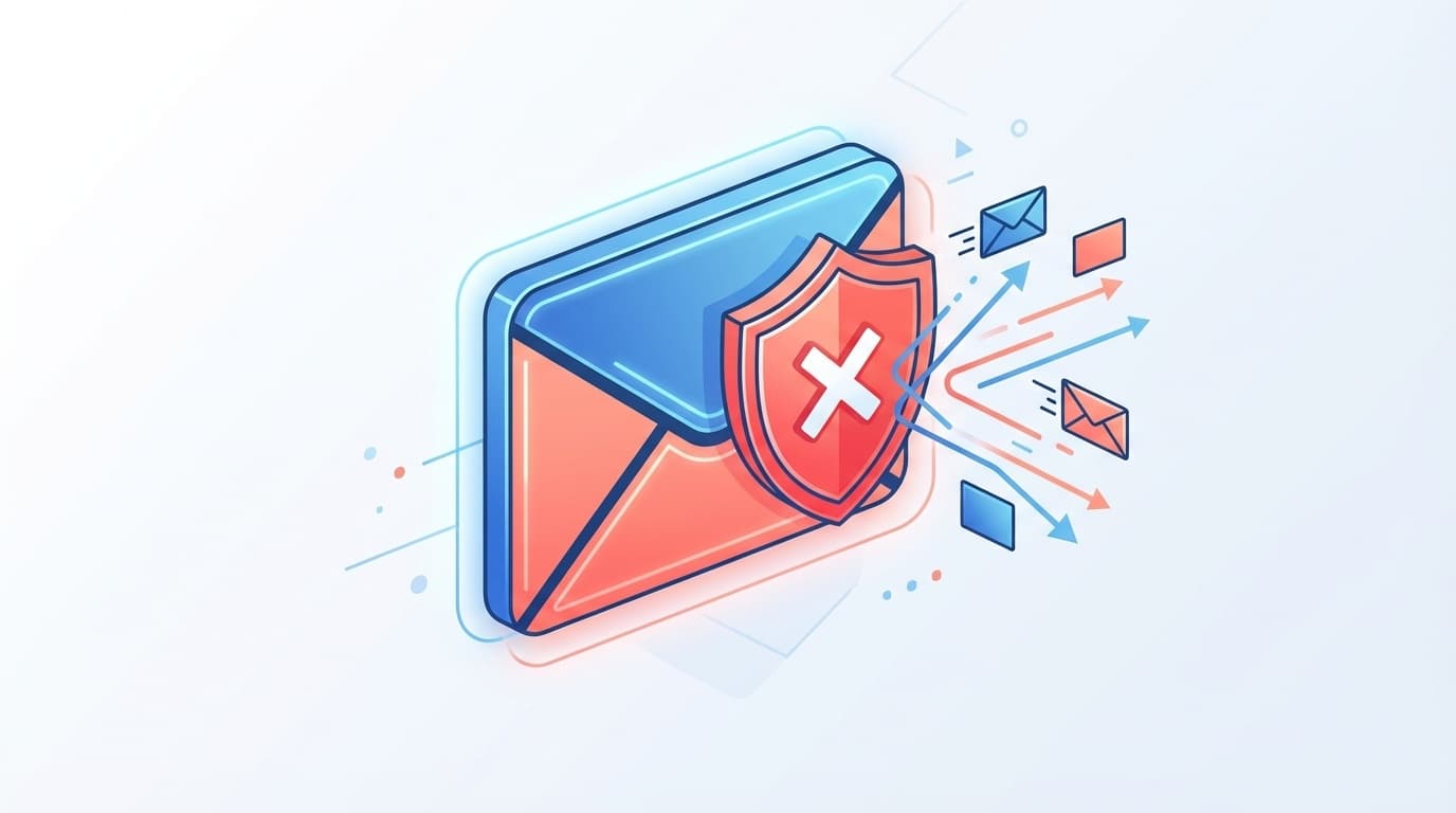 独自ドメインのメールがGmailの迷惑メールに判定されるイメージイラスト