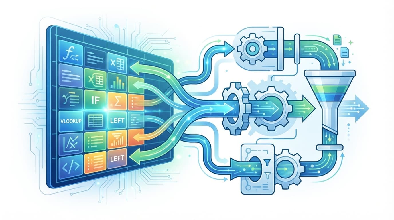 ExcelのVLOOKUPやIFをPower Queryで変換するイメージイラスト