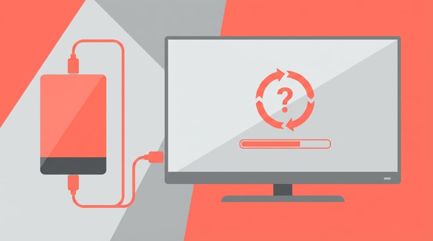 外付けHDDをテレビに接続してフォーマットエラーが表示されているイラスト