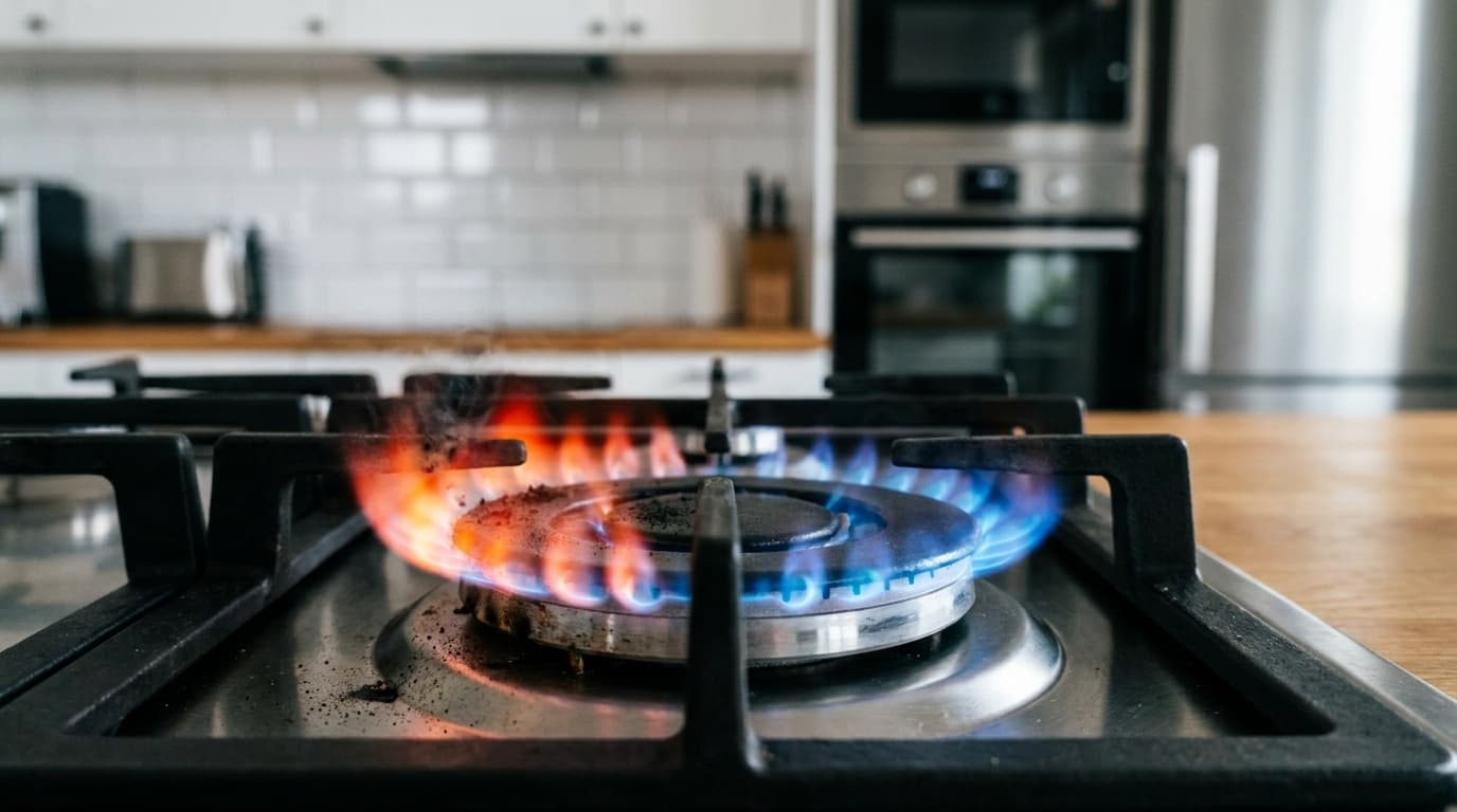 ガスコンロの赤い炎と青い炎の比較 — 不完全燃焼のサインを見逃さない