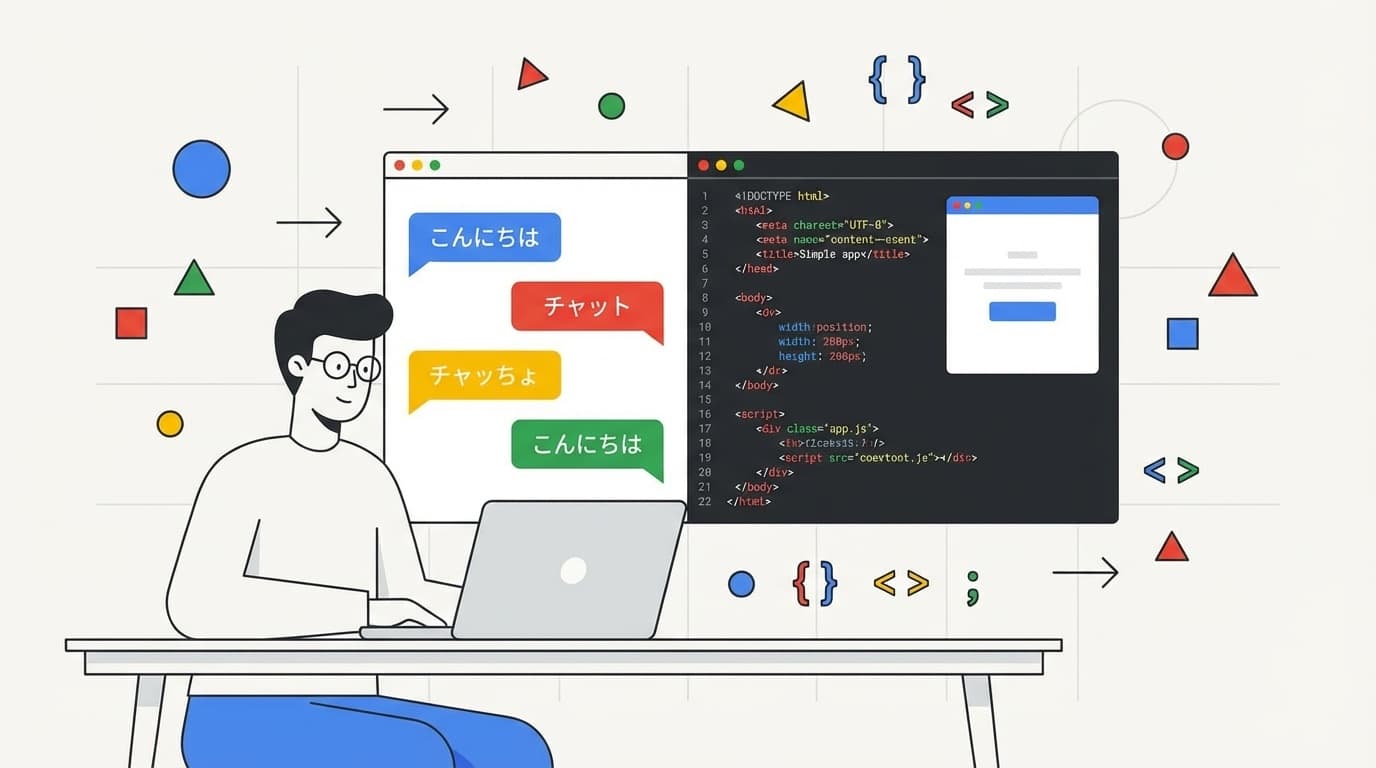 Gemini Canvasでプログラミング知識なしにWebアプリを作成するイメージイラスト