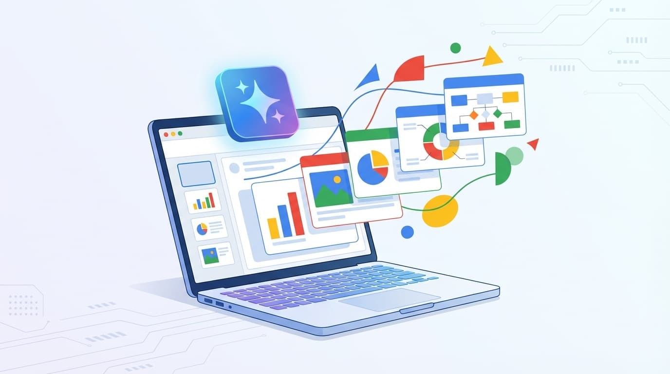 GeminiでGoogleスライドを自動作成するイメージイラスト