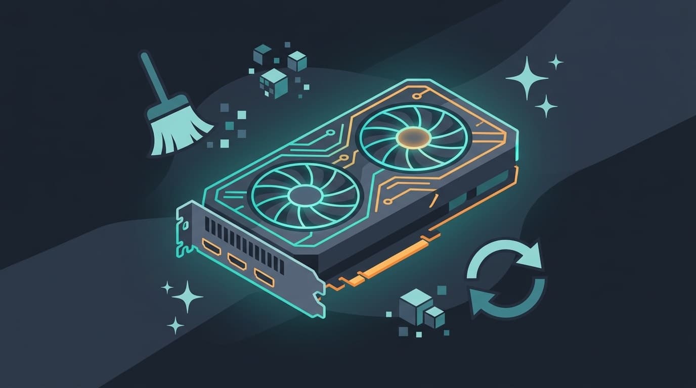 GPUグラフィックカードのドライバクリーンインストールをイメージしたデジタルイラスト