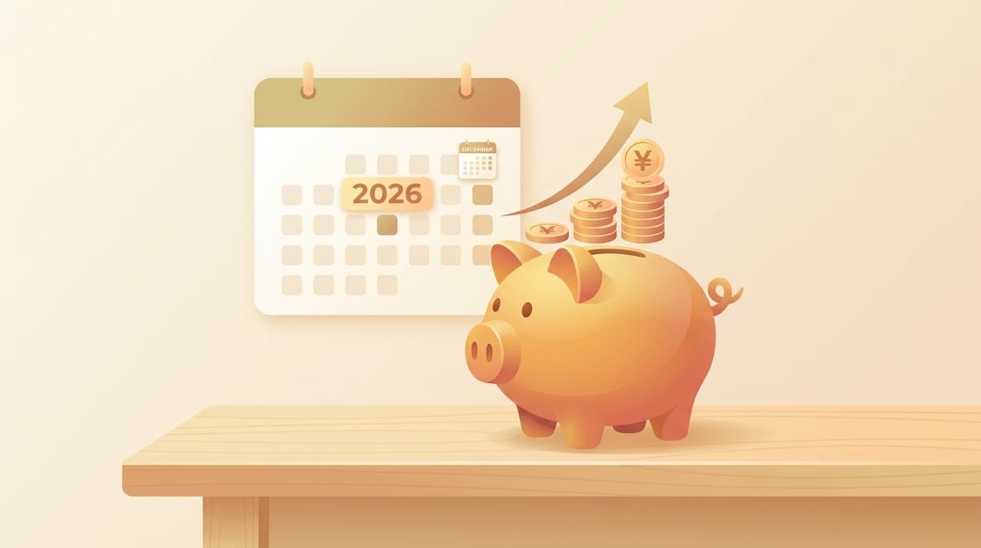 iDeCoの2026年12月改正による掛金上限引き上げと退職所得控除の10年ルールを解説するイメージ