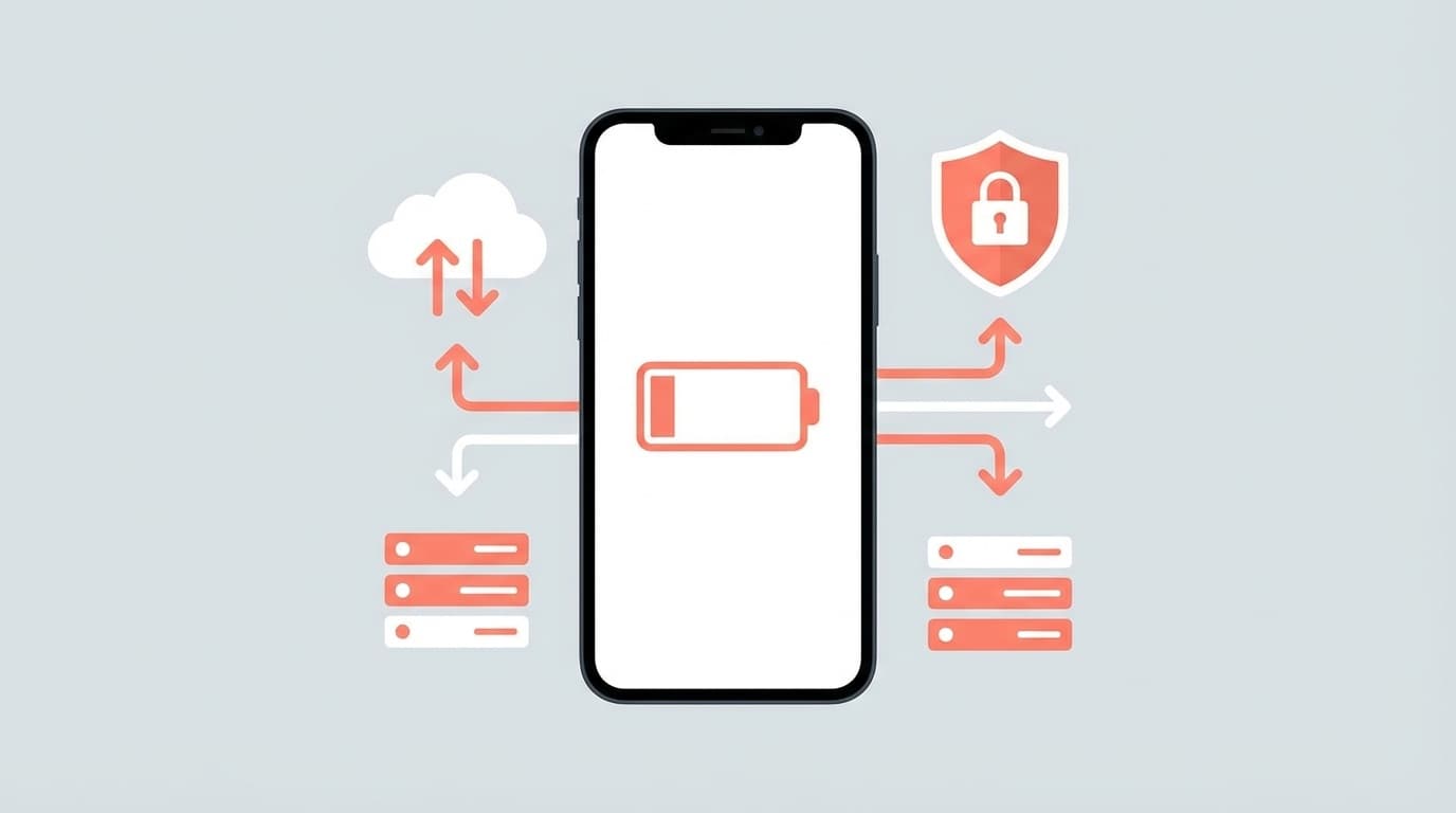 iPhoneのバッテリー交換とデータバックアップのイメージイラスト