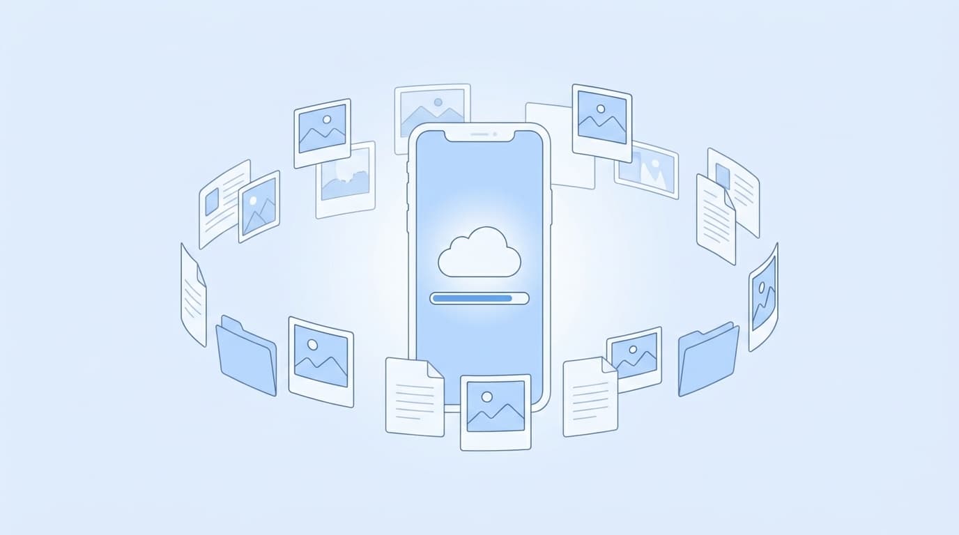 iPhoneの画面にiCloudストレージの通知が表示されているイラスト