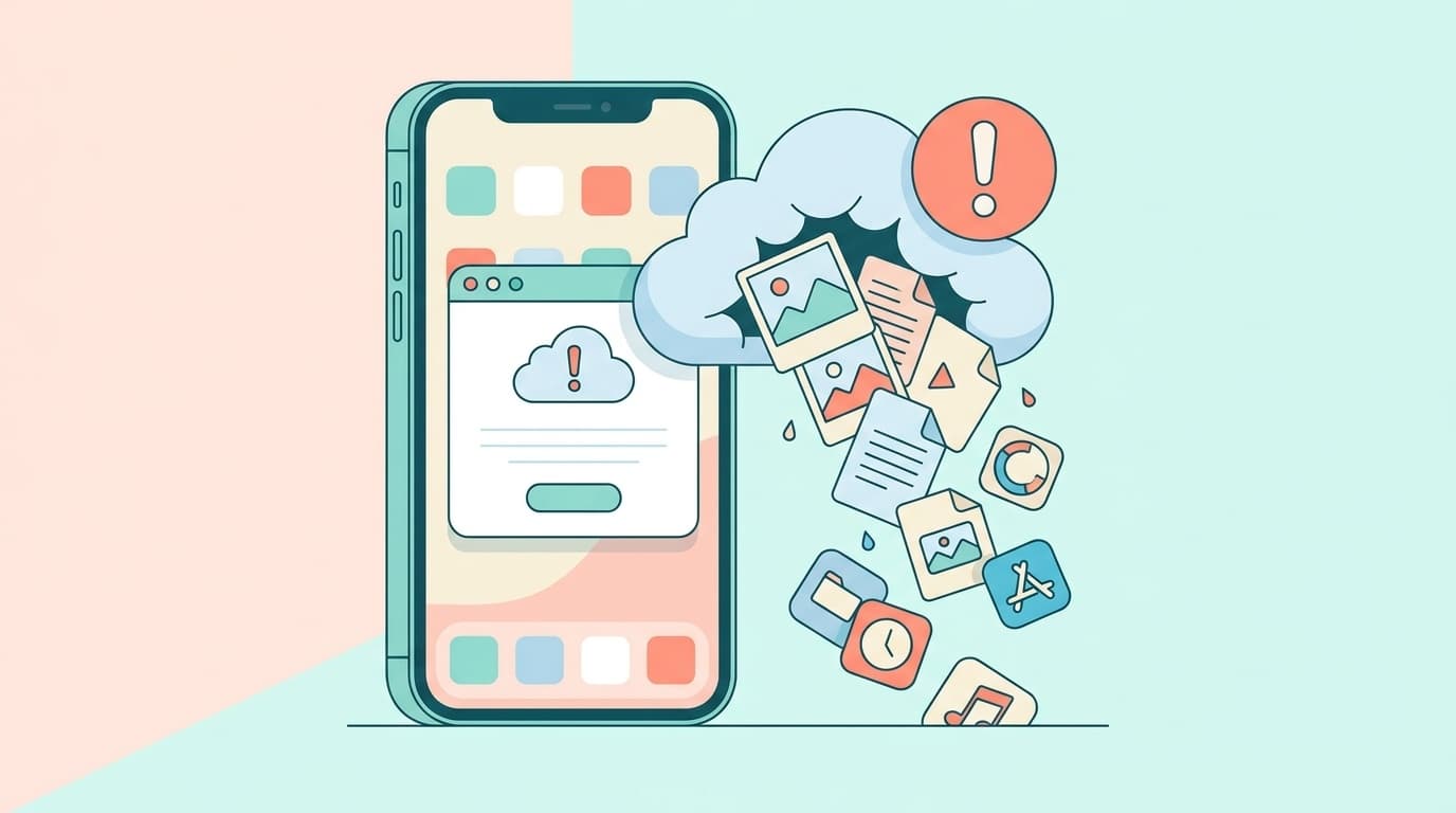 iPhoneのiCloudストレージがいっぱいになった通知のイメージイラスト