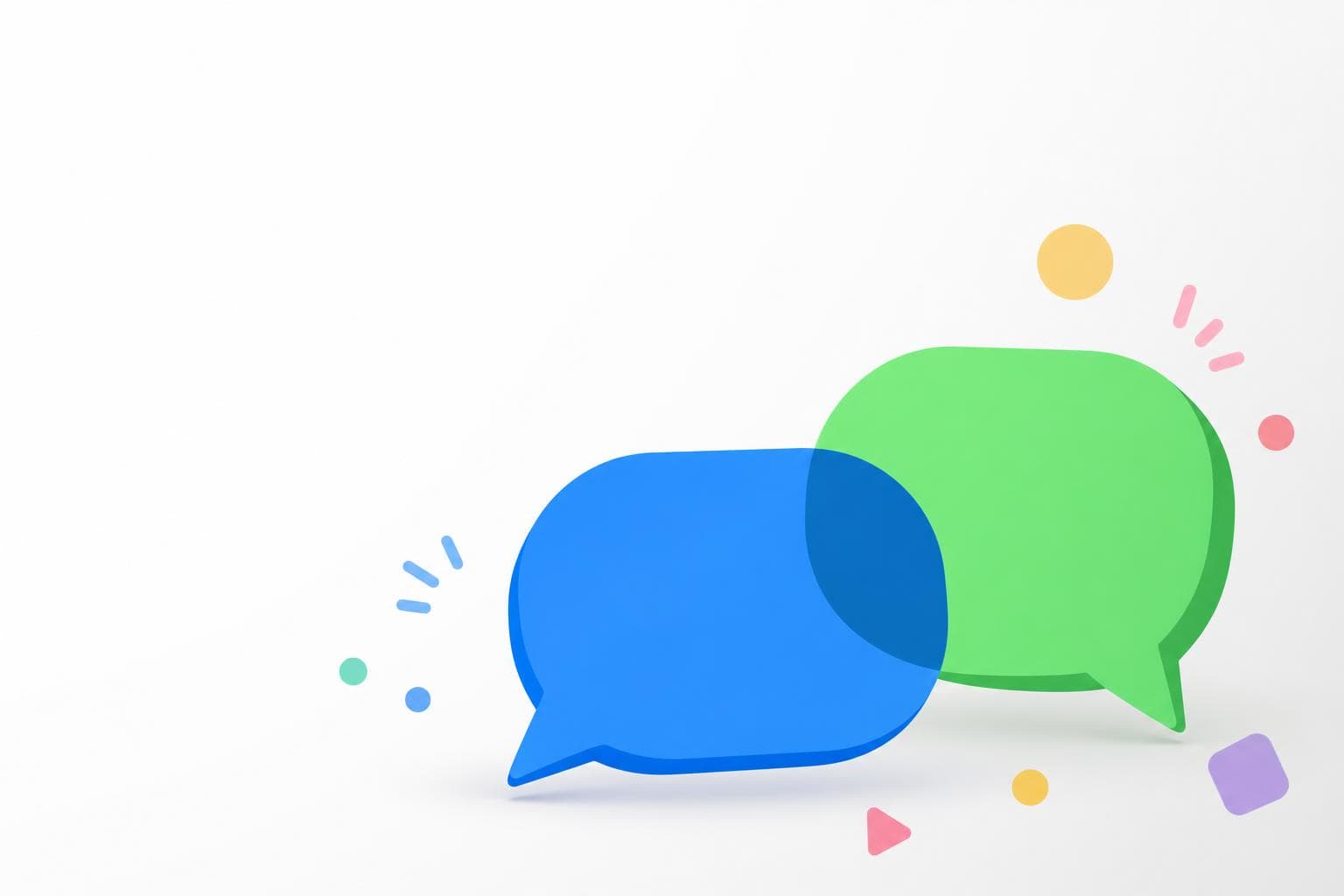 iPhoneのiMessageが突然SMSの緑バブルに変わった状態を表す青と緑の吹き出しイラスト