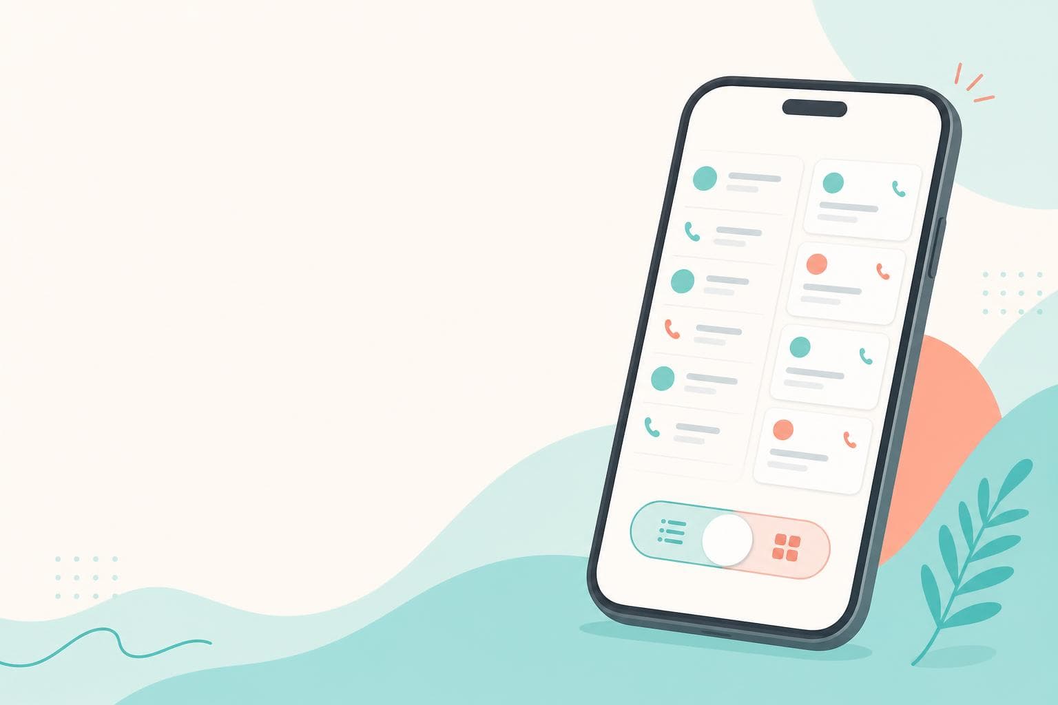 iPhoneの電話アプリで統合表示とクラシック表示を切り替えるイメージ