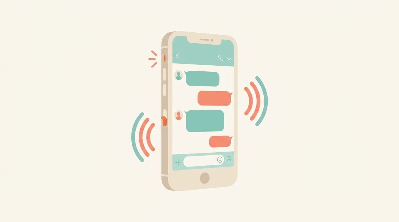 iPhoneの消音スイッチがオンなのにLINEアプリから音波が出ているイメージイラスト