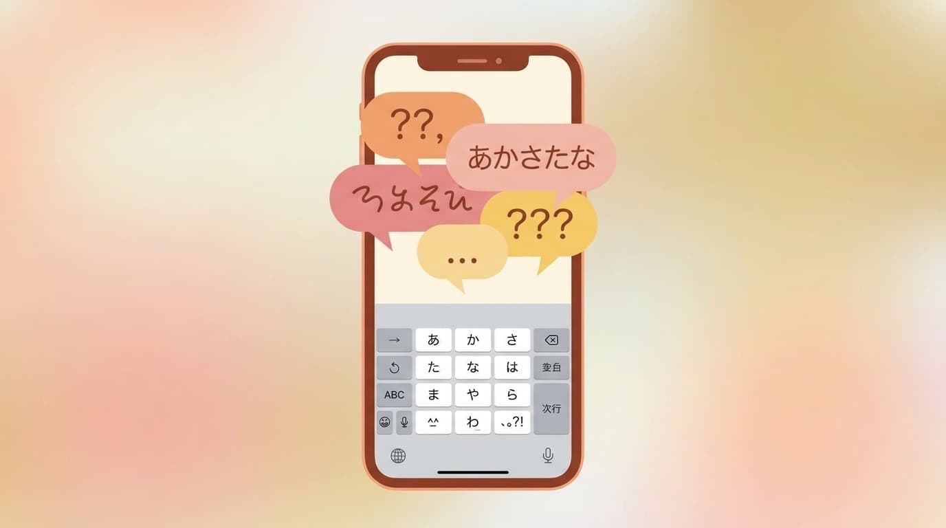 iPhoneの予測変換がおかしくなったキーボードのイメージイラスト