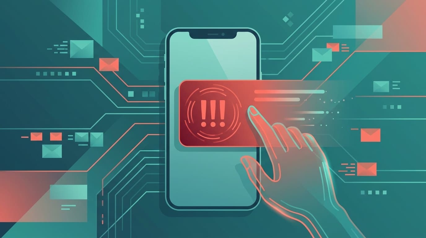 iPhoneのSafariに表示された偽のウイルス警告をスワイプして閉じるイメージ