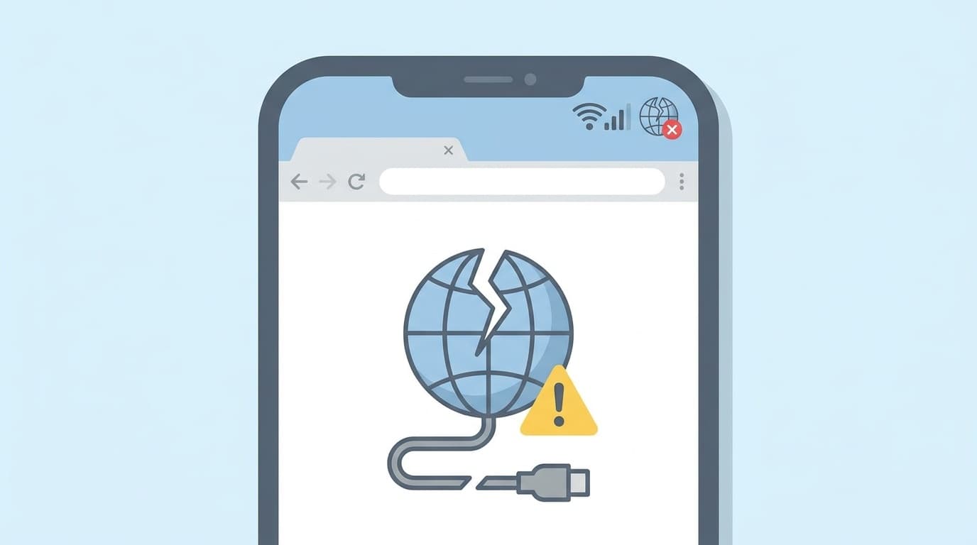 iPhoneがWi-Fiに繋がっているのにインターネットに接続できないエラー画面のイメージ