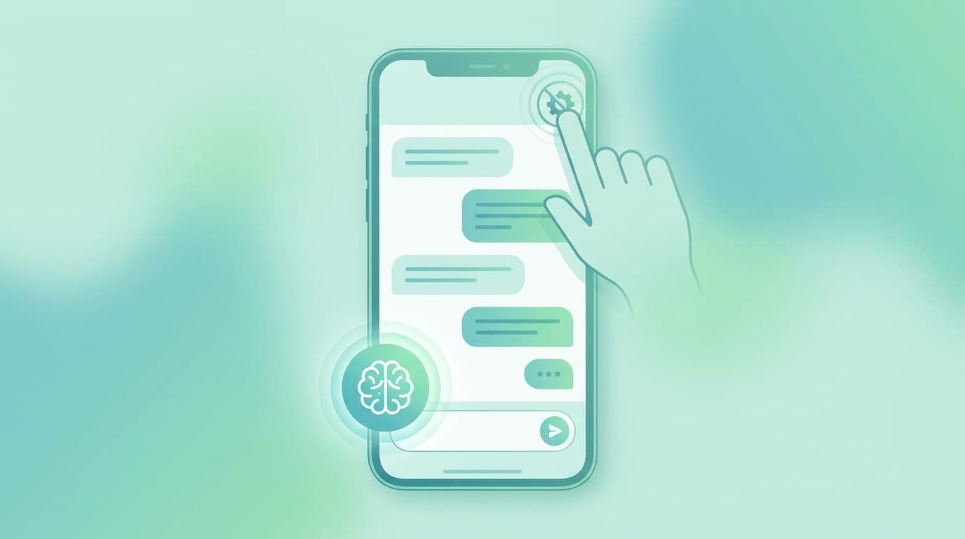 LINEのトーク画面に表示されたAgent iのAIボタンを設定から非表示にする操作イメージ