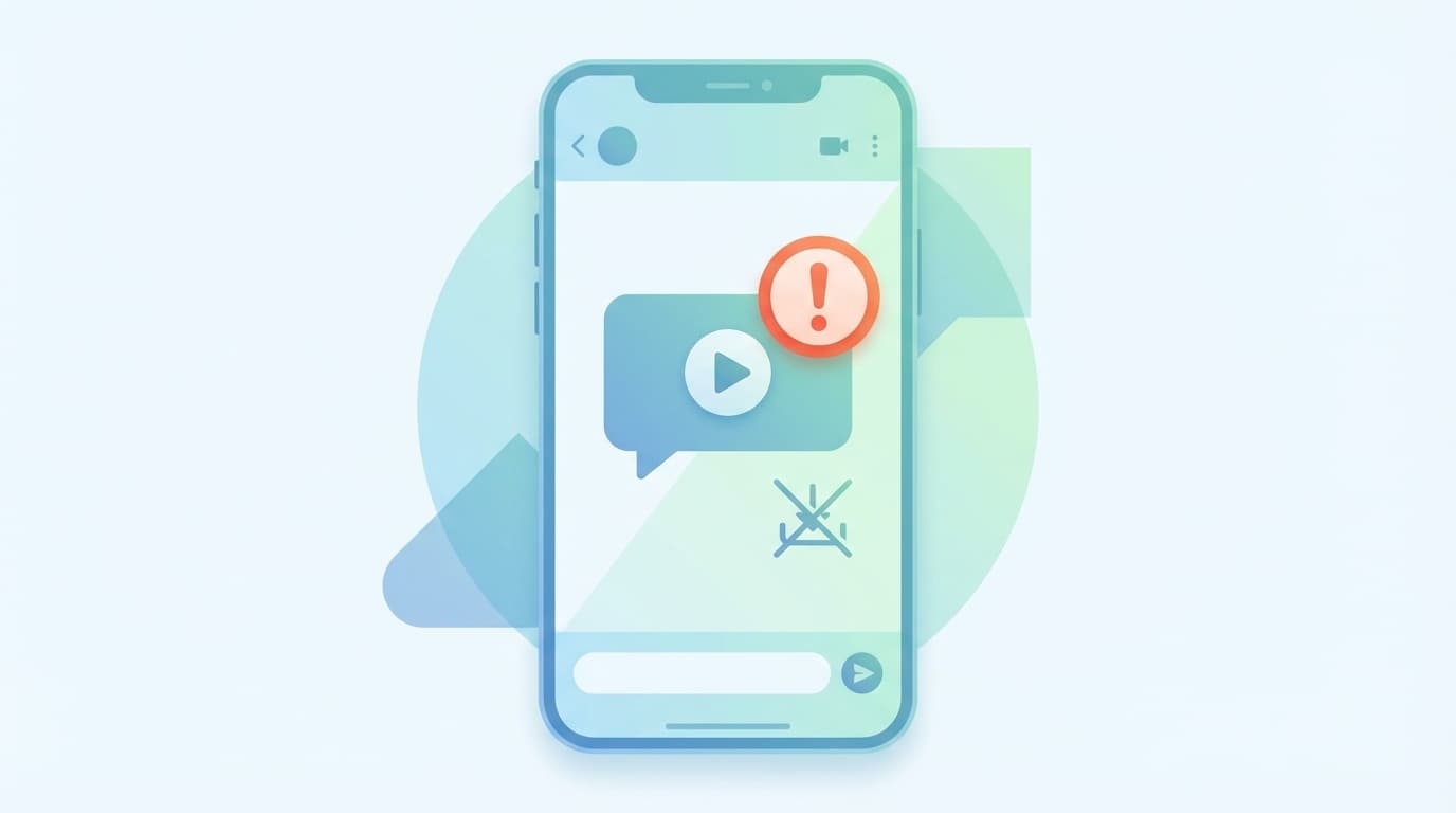 LINEで動画が保存できないエラーを表すスマートフォン画面のイラスト