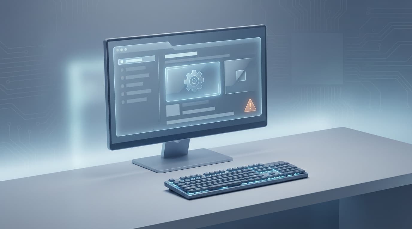 パソコンのBIOS/UEFI画面が表示されてWindowsが起動しない様子のイラスト