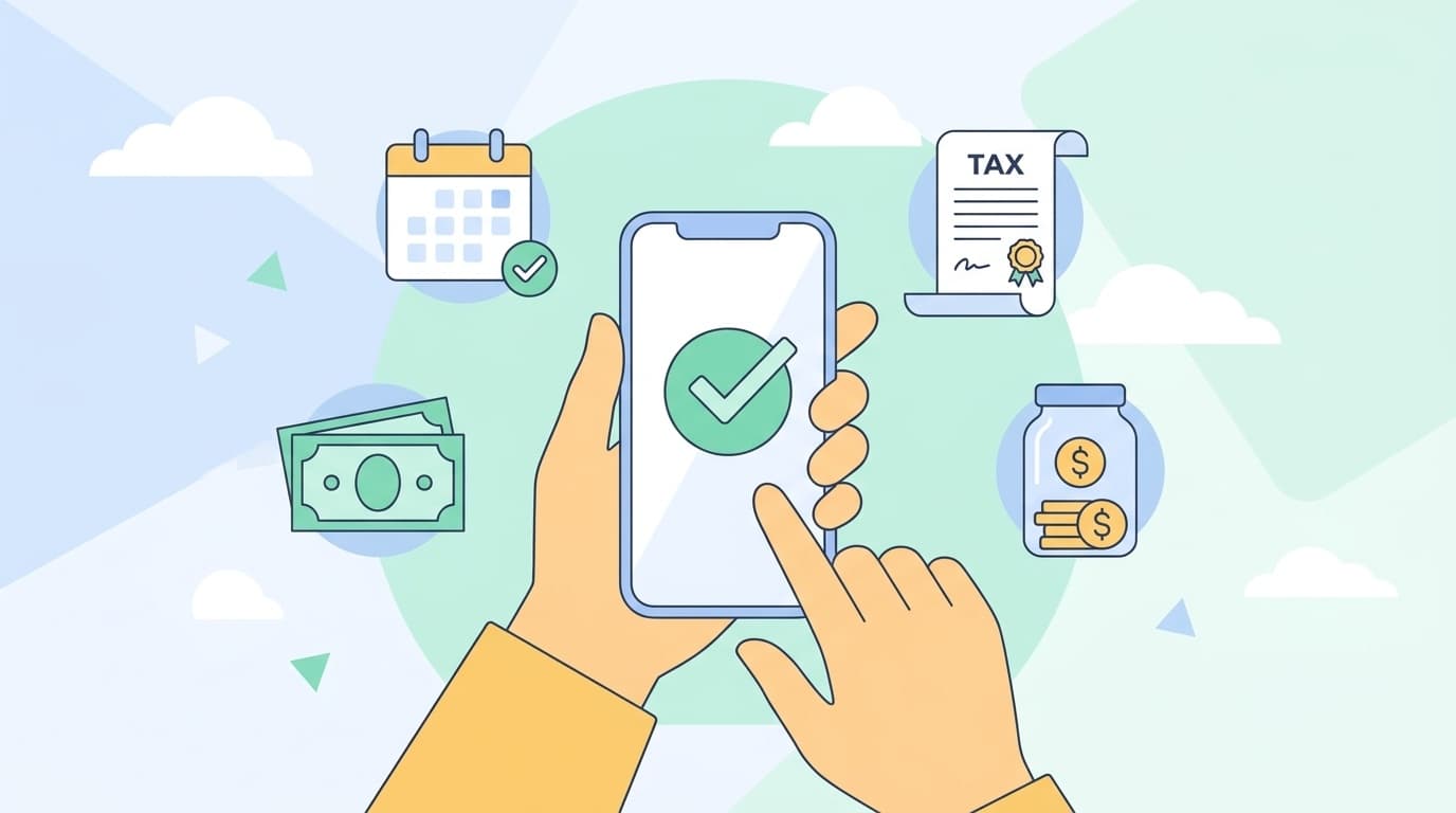 副業の開業届をスマホからe-Taxで提出するイメージイラスト