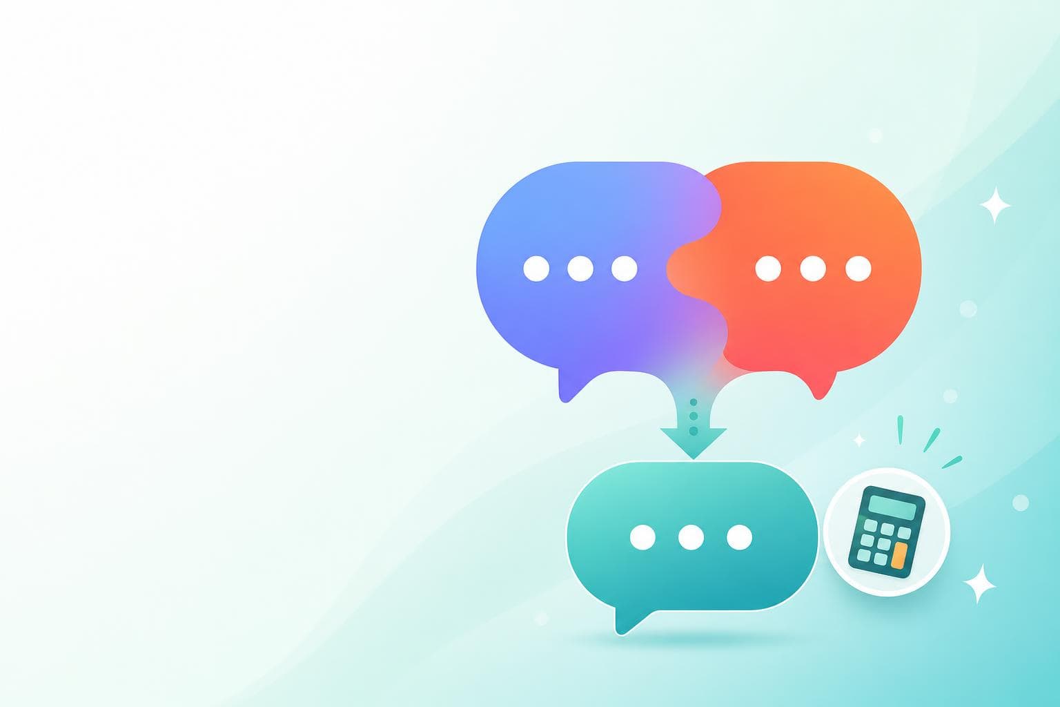 SlackとChatworkの2つのチャットバブルが1つに統合されるイラスト
