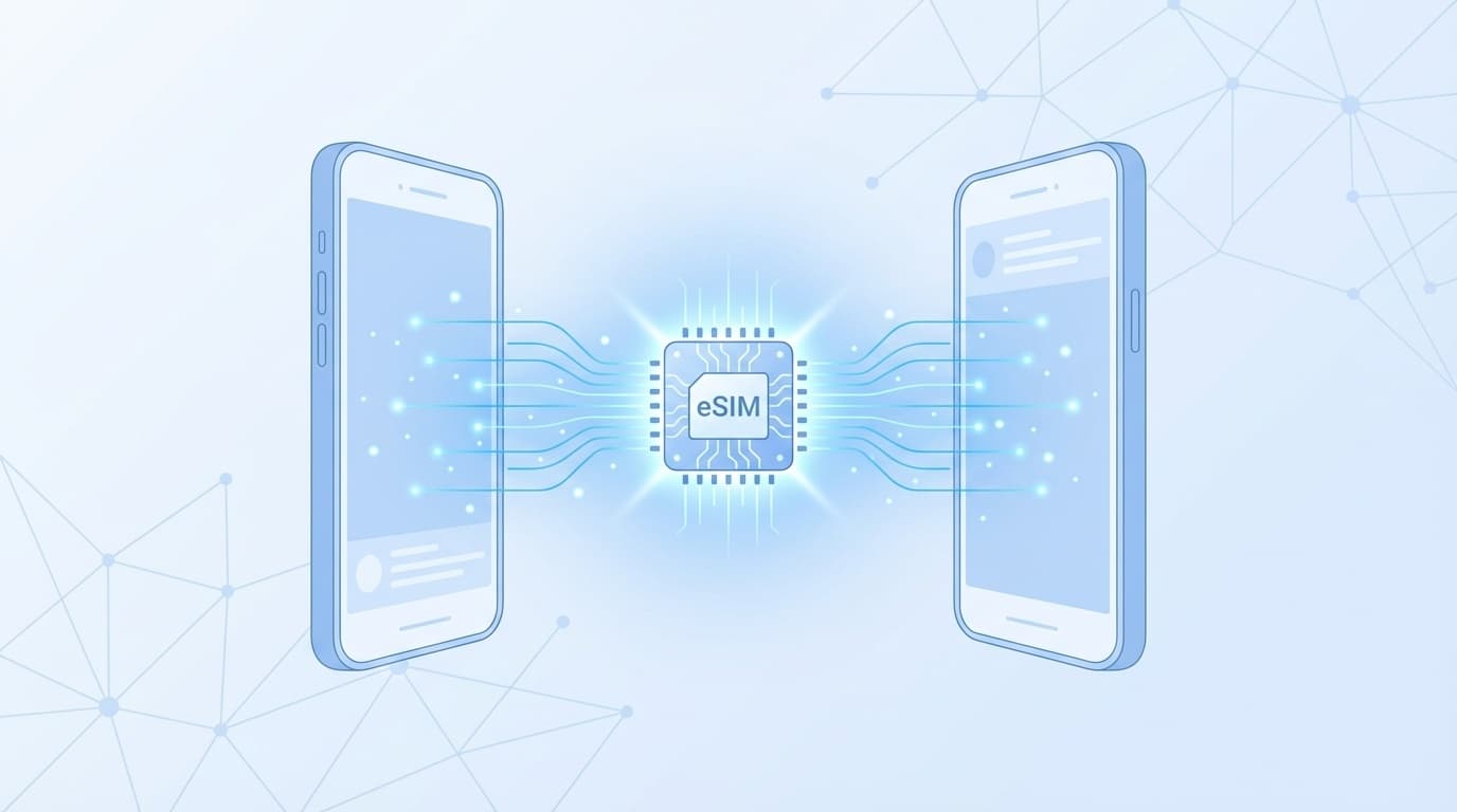スマホの機種変更でeSIMを転送するイメージイラスト
