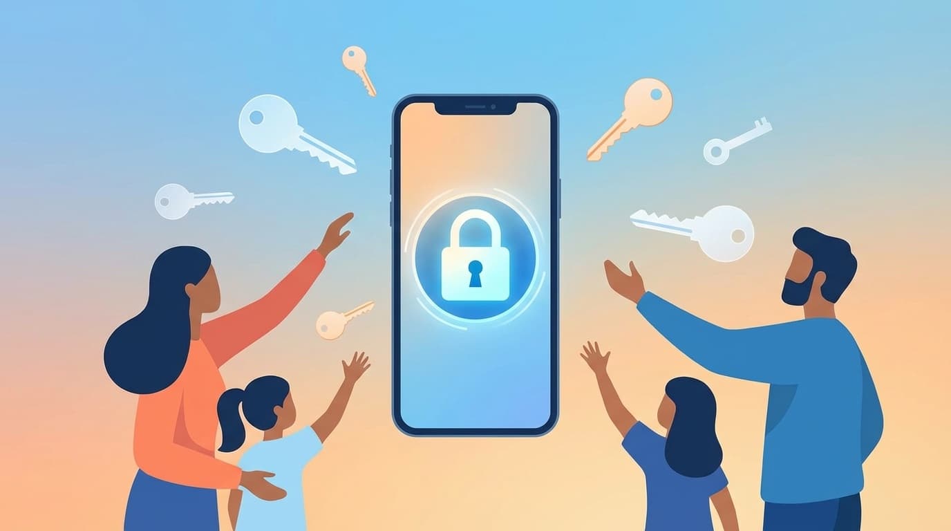 スマホのロック画面とデジタル遺品のイメージイラスト