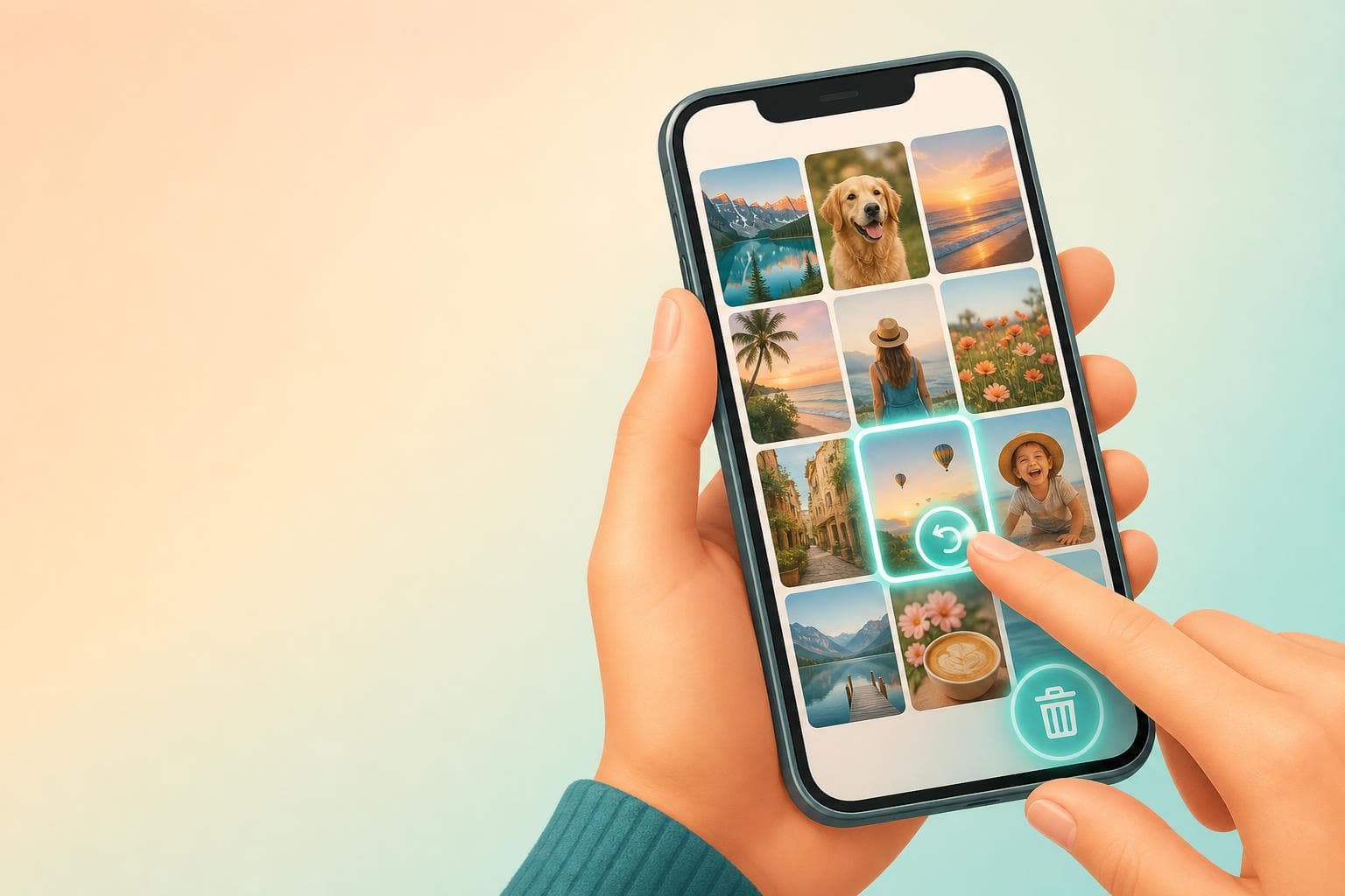 スマホで消してしまった写真を復元する手順のイメージイラスト