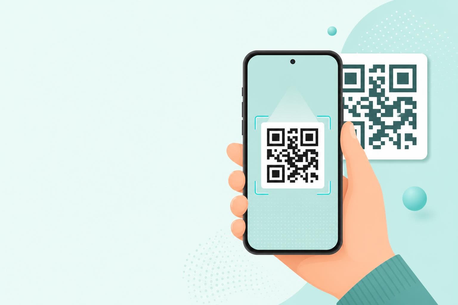 スマホのカメラでQRコードを読み取るイメージ図