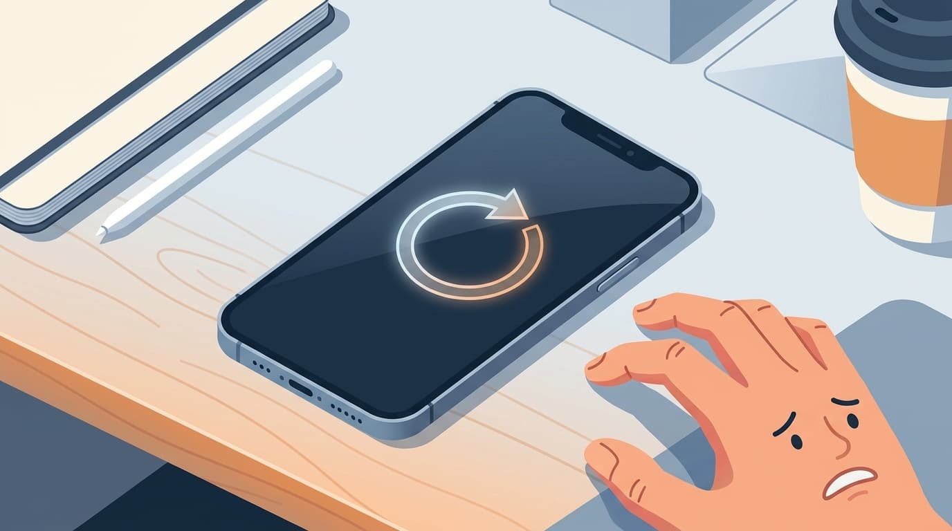 スマホが勝手に再起動するトラブルのイメージイラスト