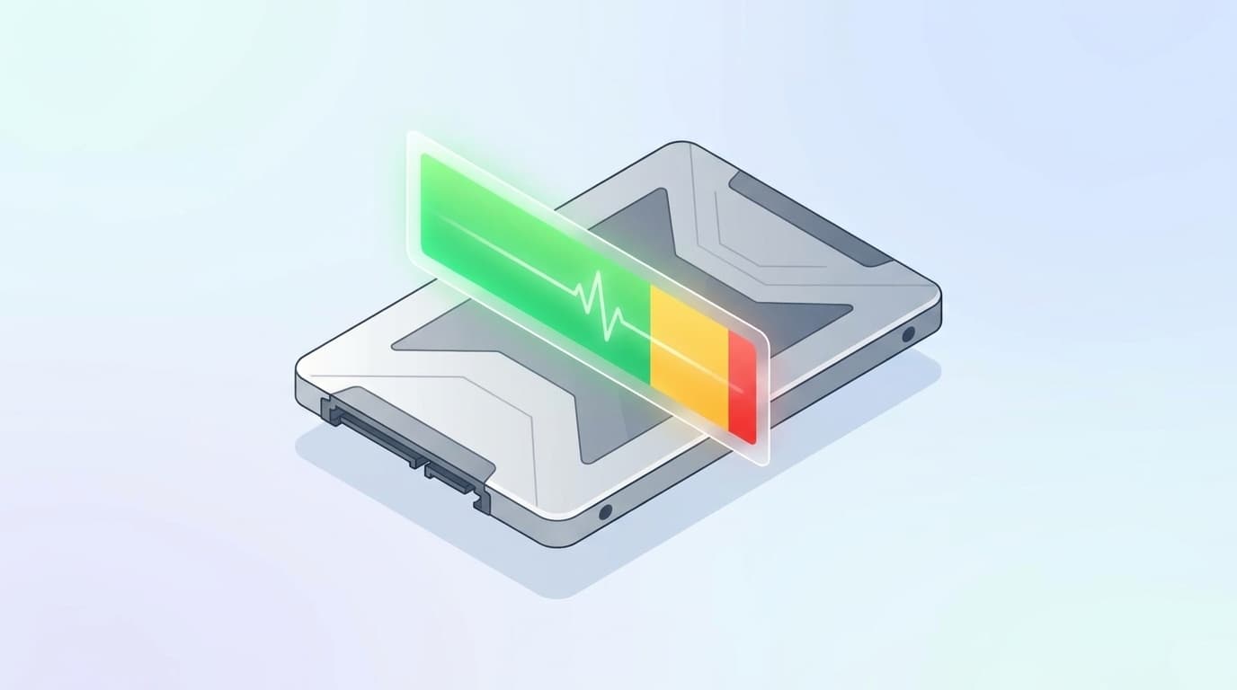 SSDの健康状態を監視するダッシュボードのイラスト