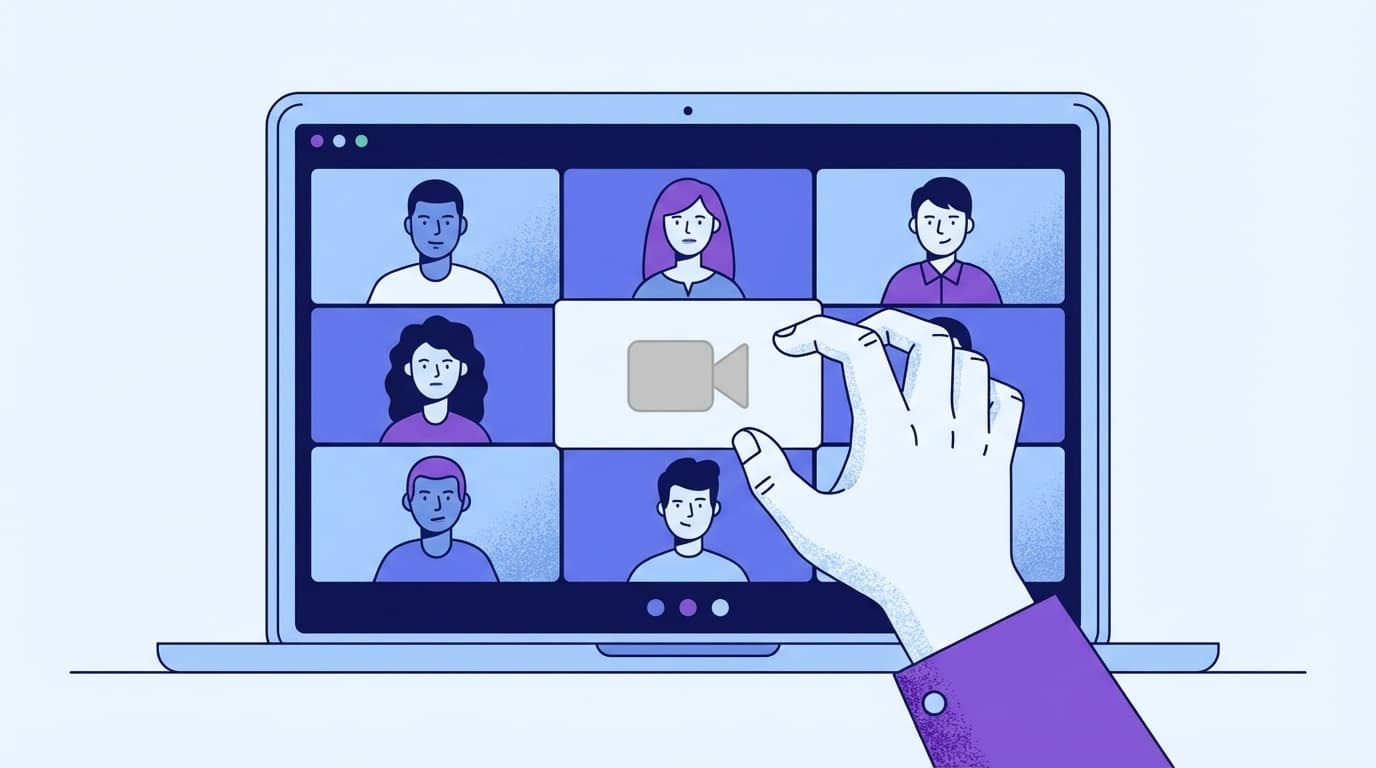 Teamsの画面共有ボタンがグレーアウトしたノートパソコンのイラスト