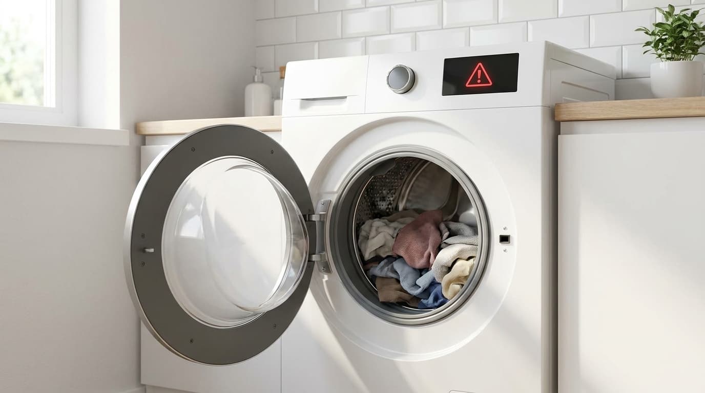 洗濯機のエラー表示が出ている様子