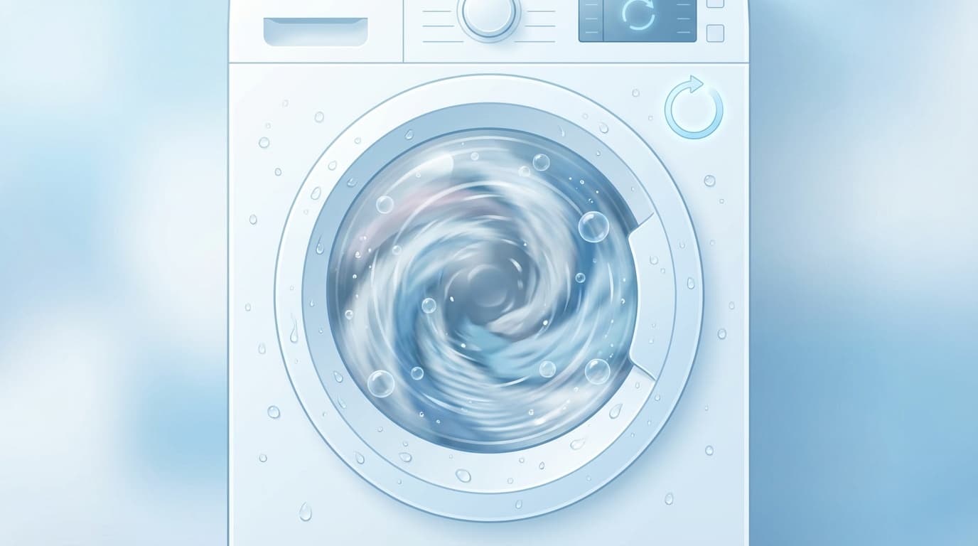 洗濯機がすすぎと脱水を繰り返すイメージ