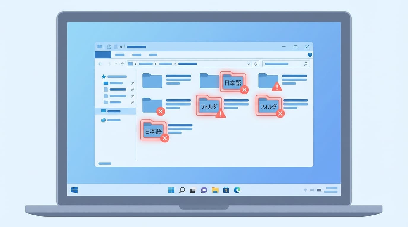Windowsのユーザーフォルダ名が日本語だとソフトがエラーになるイメージ
