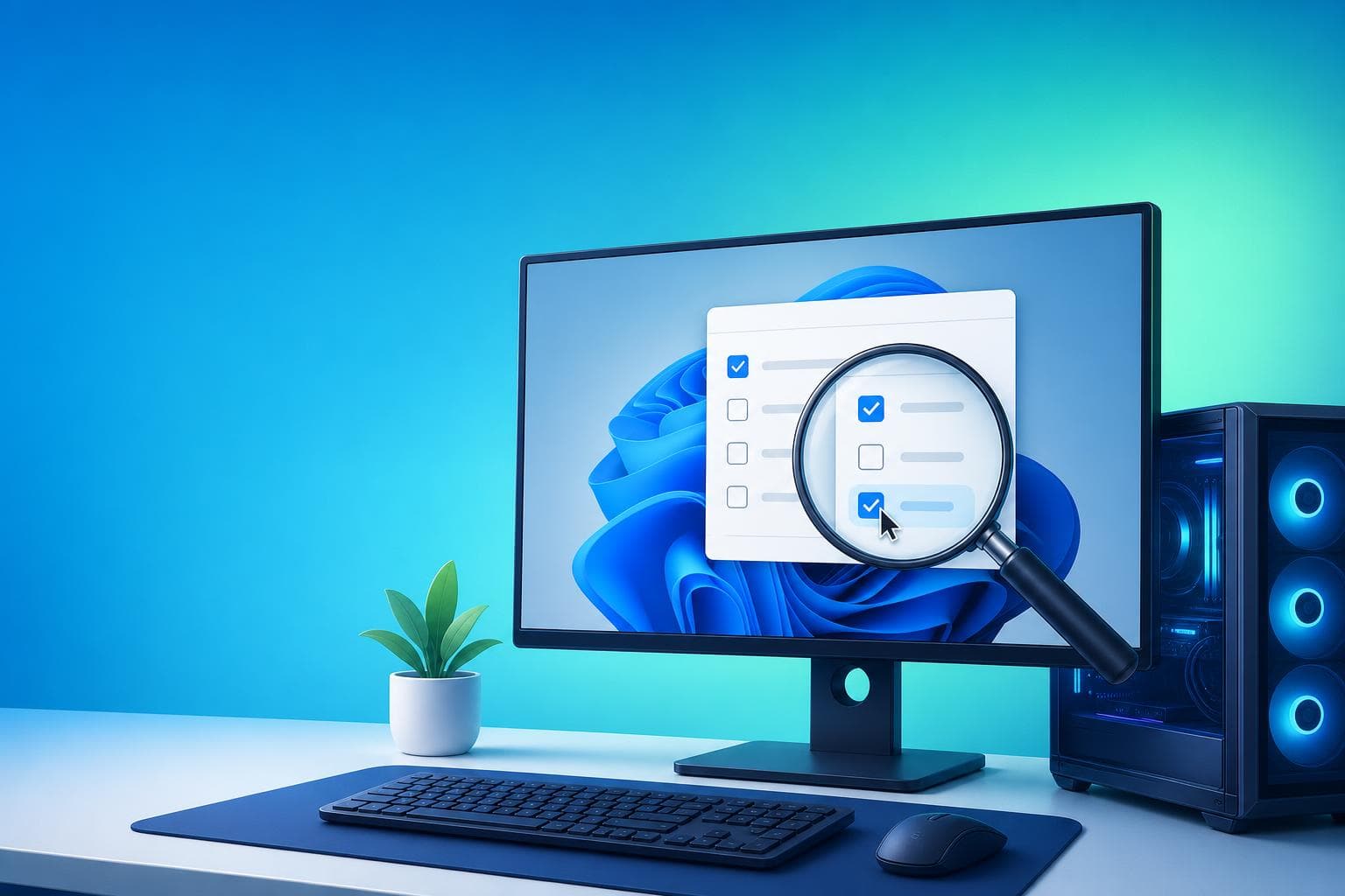 Windows 11のクリーンブート手順(msconfigのシステム構成画面をイメージした概念イラスト)