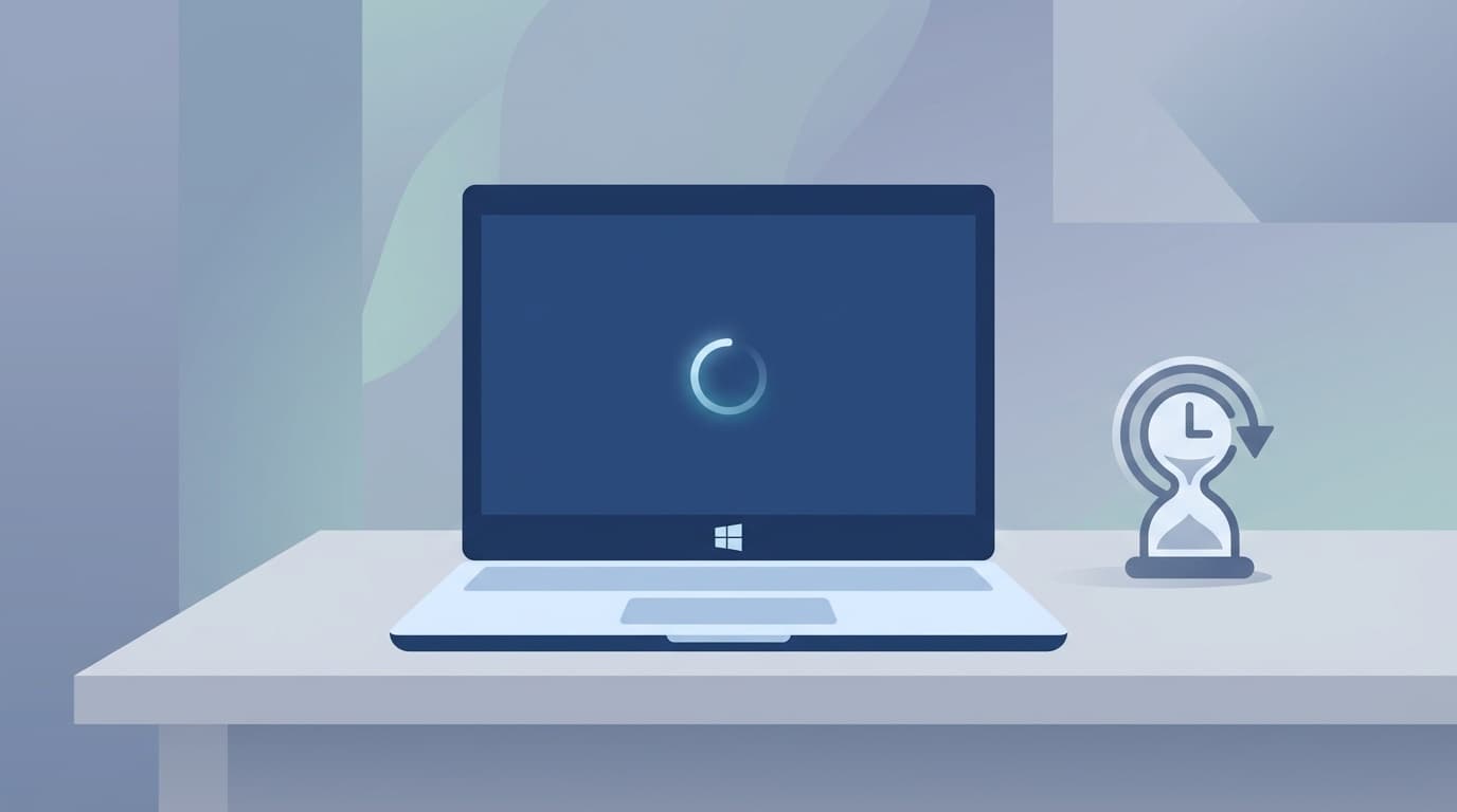 パソコンの起動が遅い問題を解決するイメージ - ローディング画面が表示されたノートパソコン