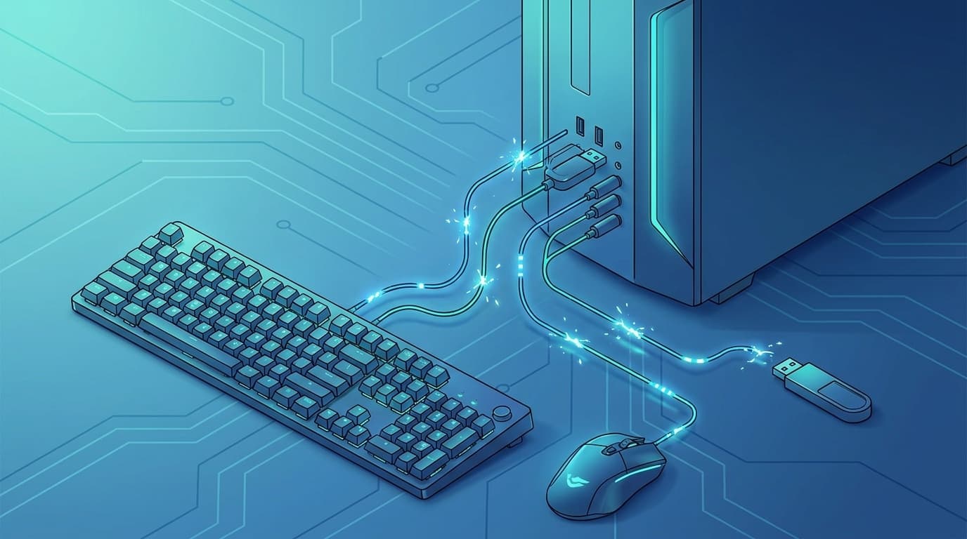 Windows 11でUSBデバイスが切断・再接続を繰り返す問題のイメージ図