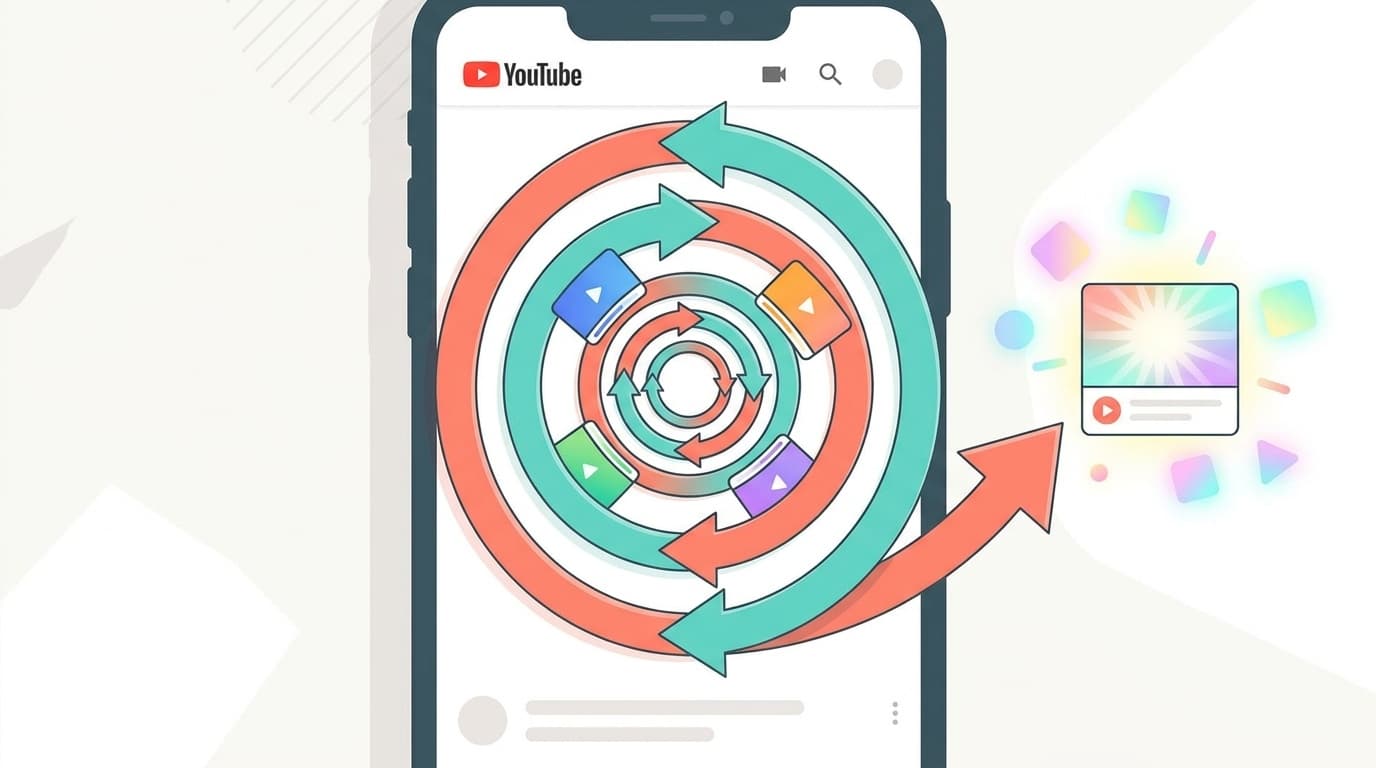 YouTubeのおすすめループから抜け出すイメージイラスト