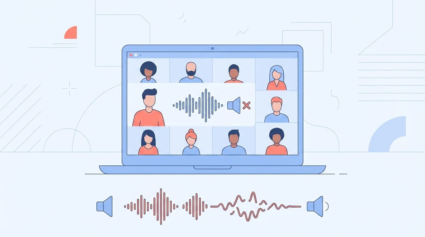 Zoomで相手の声が聞こえないときのスピーカー設定トラブルシューティングのイメージ
