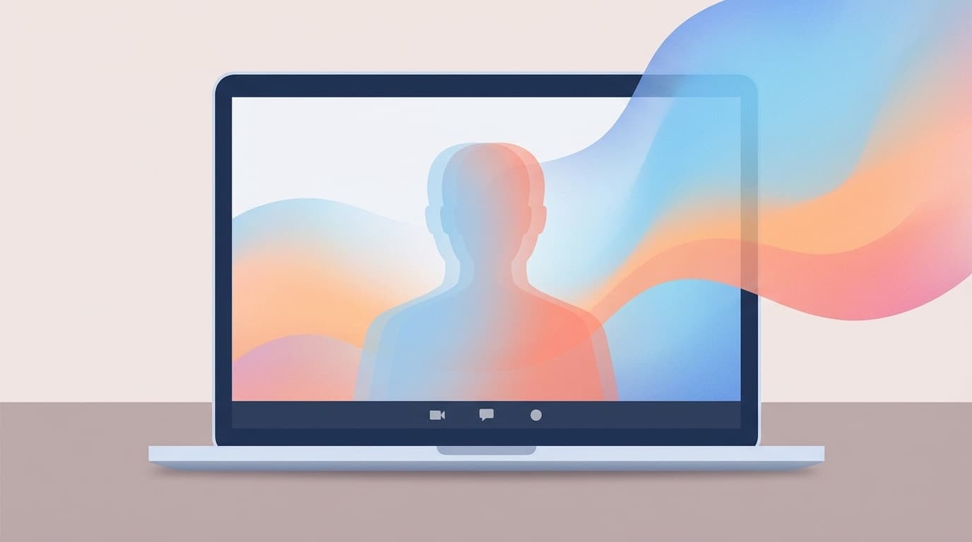Zoomのバーチャル背景で自分が透明になっているイメージイラスト